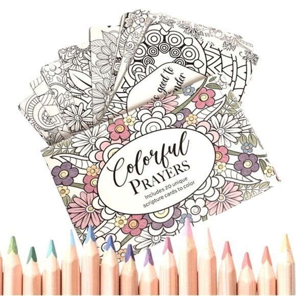 CrownJewlz Adult Coloring Floral Prayer & Scripture Cards (20 ct set) - Picture 3 of 10